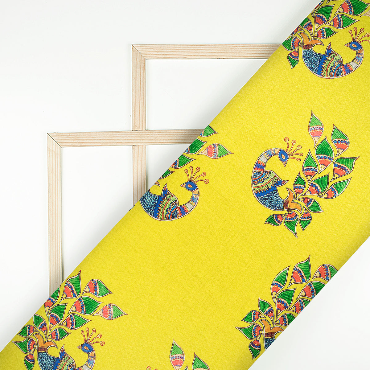 Lemon Yellow Madhuvanii Jacquard Booti Art Silk Fabric (Width 56 Inches)