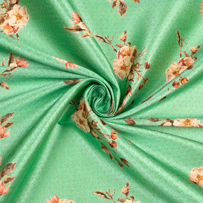 Light green Floral Jacquard Booti Art Silk Fabric (Width 56 Inches)