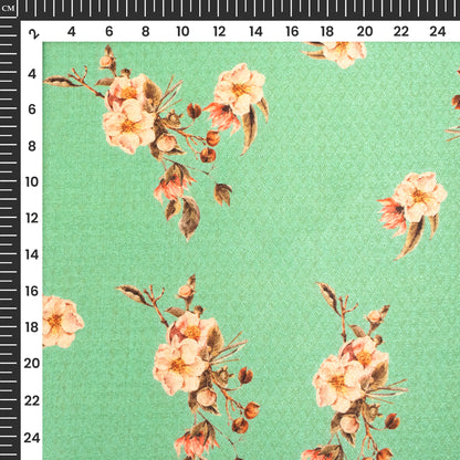 Light green Floral Jacquard Booti Art Silk Fabric (Width 56 Inches)