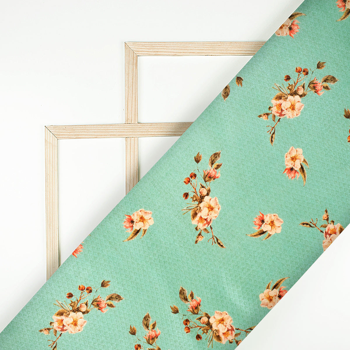 Mint Green Floral Jacquard Booti Art Silk Fabric (Width 56 Inches)
