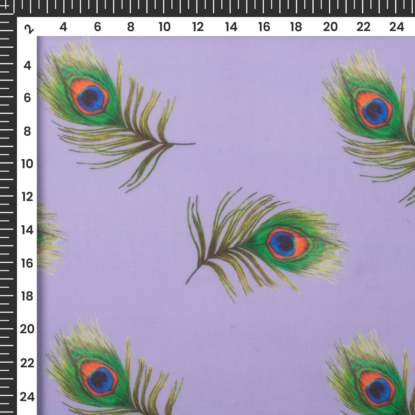 Pastel Purple Peacock Feather Digital Print Georgette Fabric