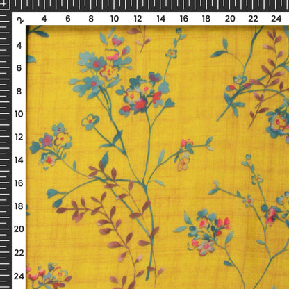 Corn Yellow Floral Digital Print Georgette Fabric