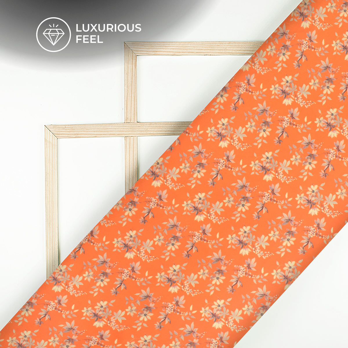 Tiger Orange Floral Digital Print Georgette Satin Fabric