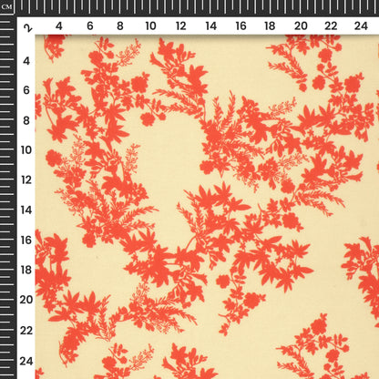 Fire Orange Floral Digital Print Georgette Satin Fabric