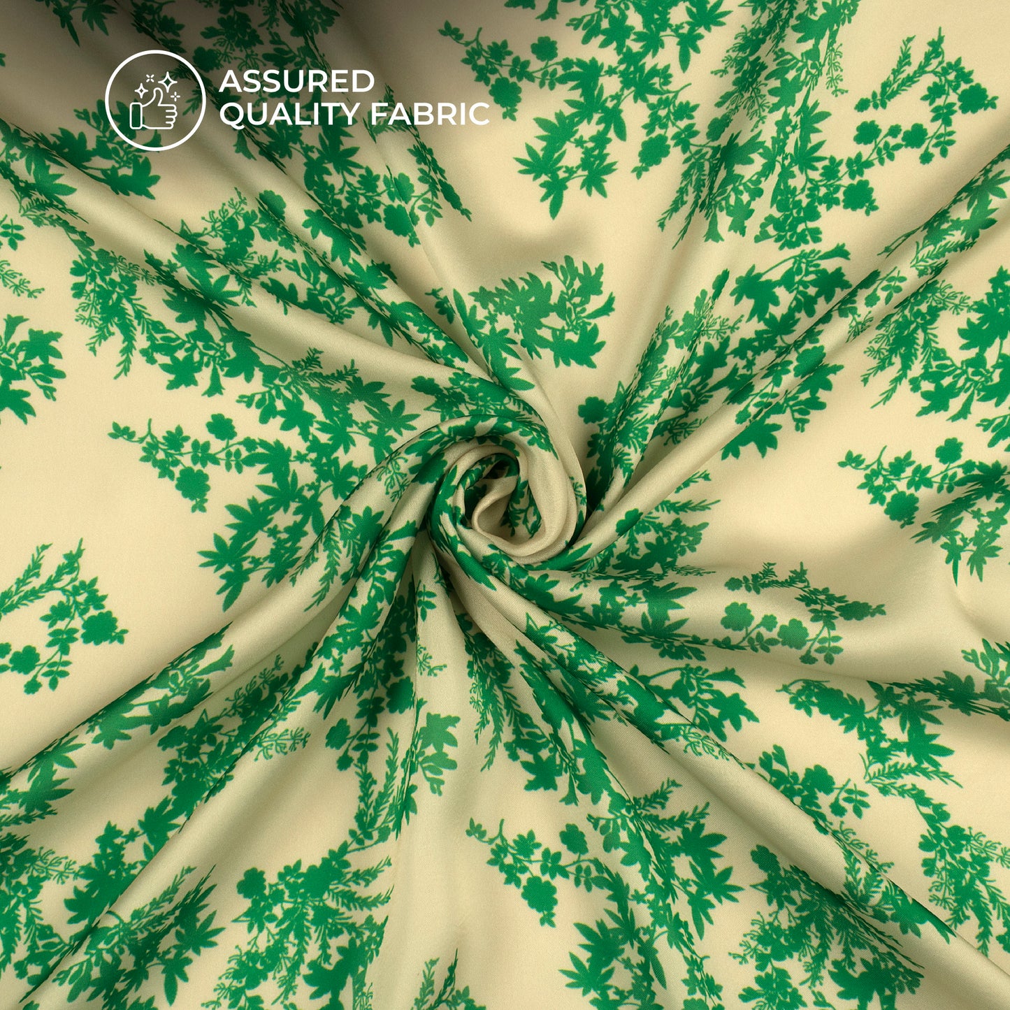Dark Green Floral Digital Print Georgette Satin Fabric