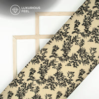 Black Floral Digital Print Georgette Satin Fabric