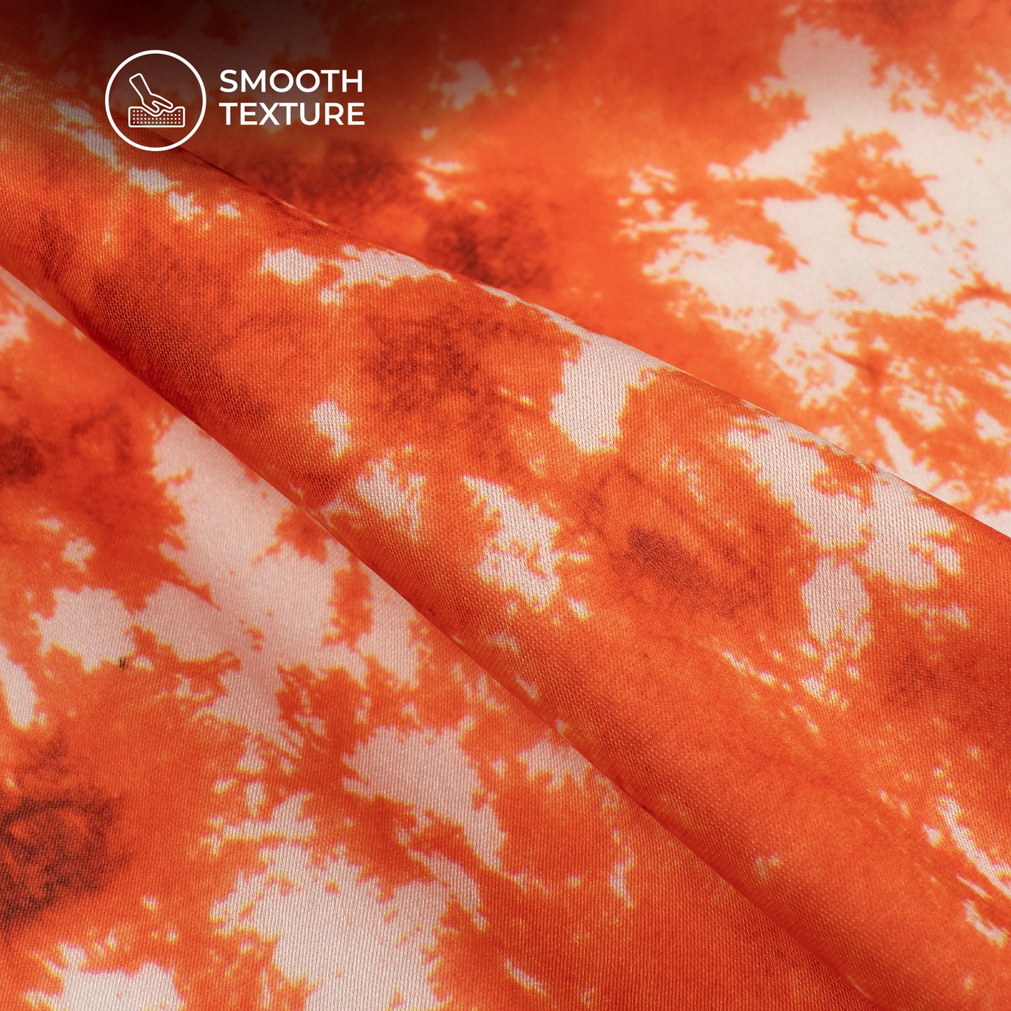 Fire Orange Tie And Dye Digital Print Georgette Satin Fabric