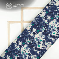 Indiigo blue Tye And Dye Digital Print Georgette Satin Fabric