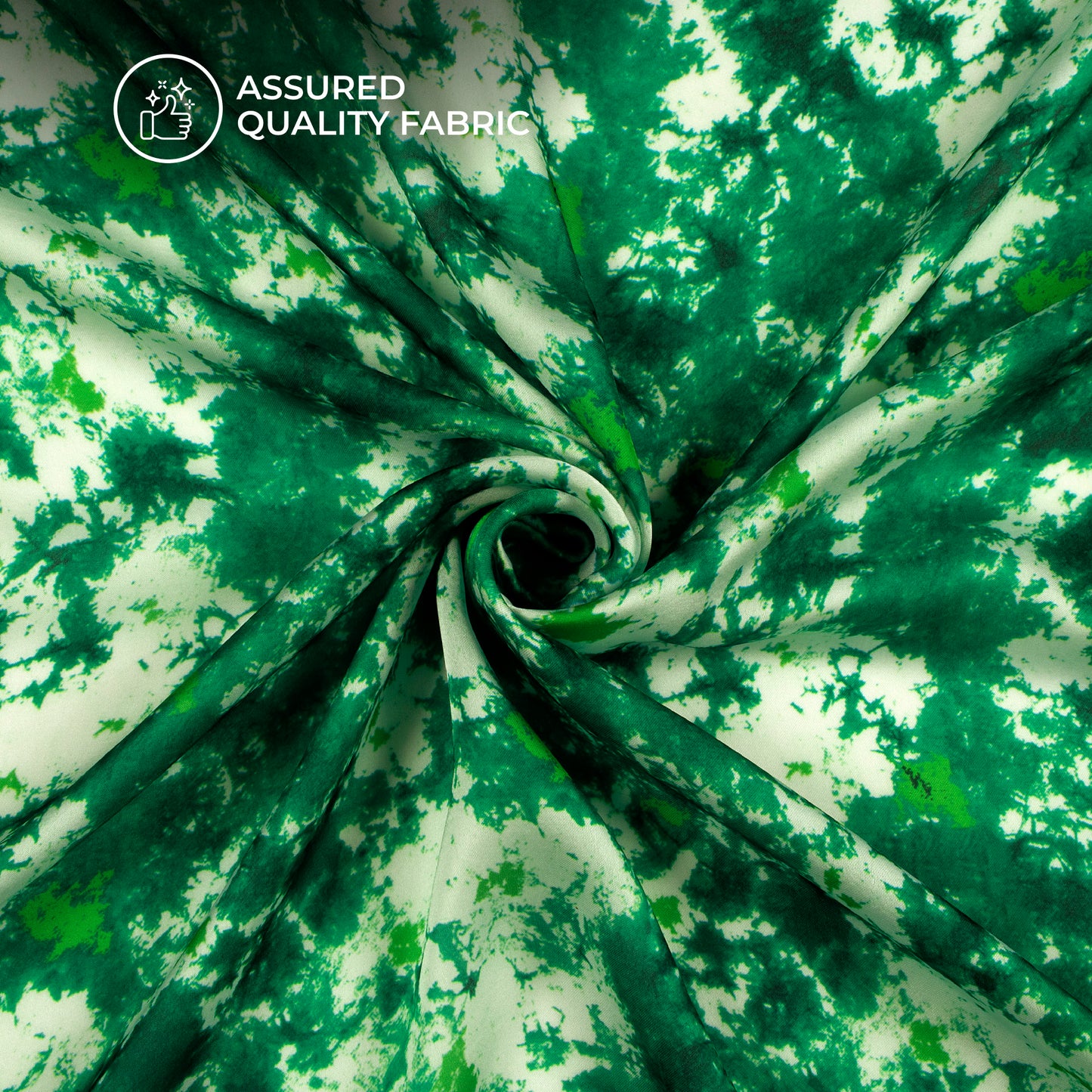 Forest Green Tie And Dye Digital Print Georgette Satin Fabric