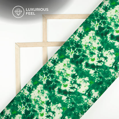 Forest Green Tye And Dye Digital Print Georgette Satin Fabric