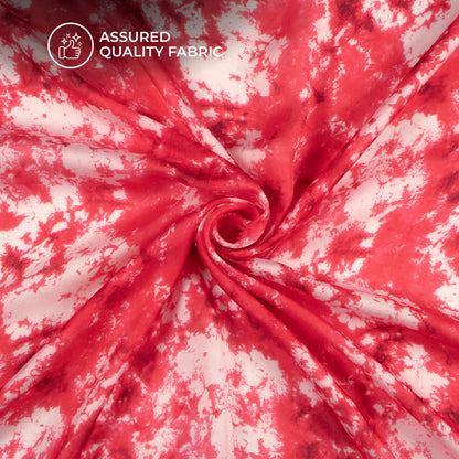 Rose Red Tye And Dye Digital Print Georgette Satin Fabric