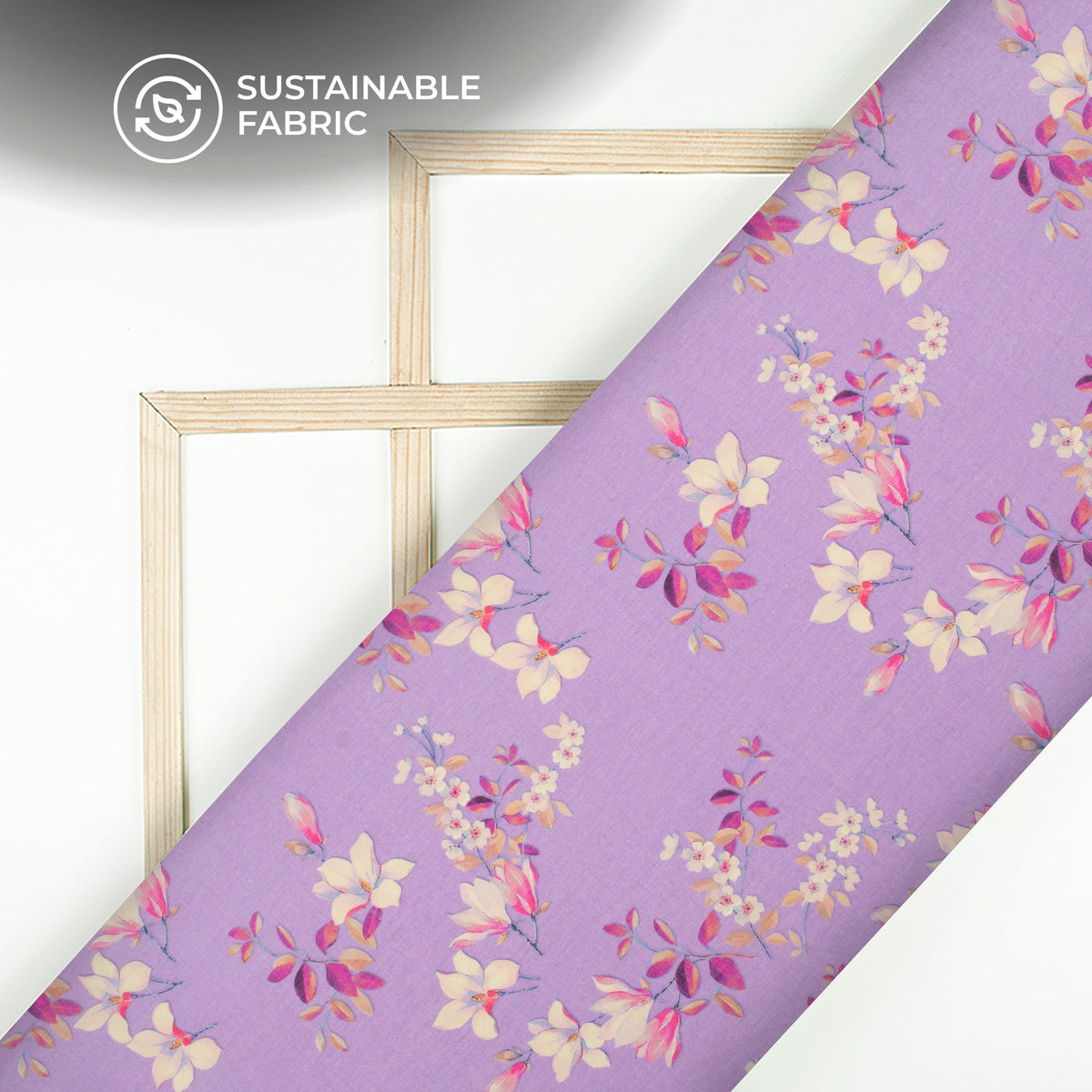 Orchid Purple Floral Digital Print Pure Cotton Mulmul Fabric