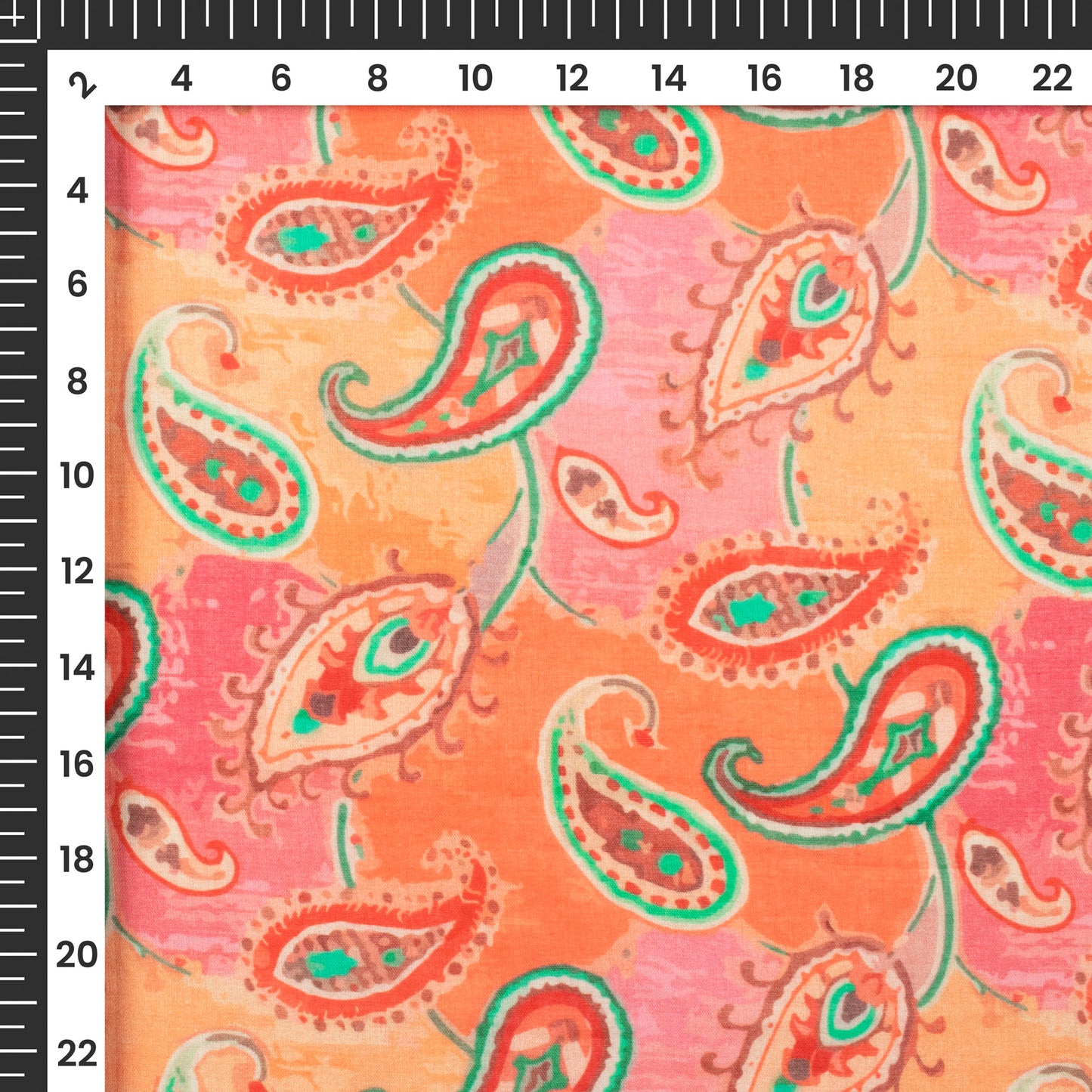 Hot Pink Paisley Digital Print Pure Cotton Mulmul Fabric