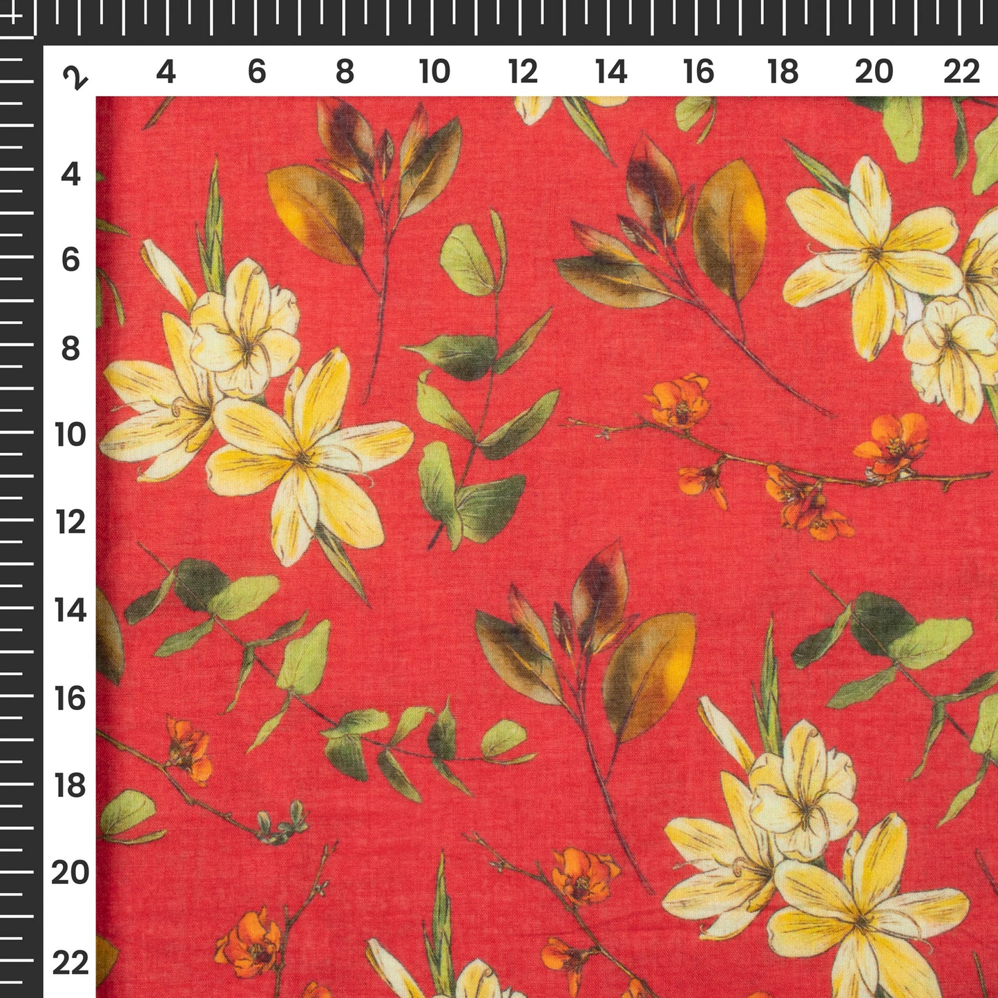 Burgundy Red Floral Digital Print Pure Cotton Mulmul Fabric