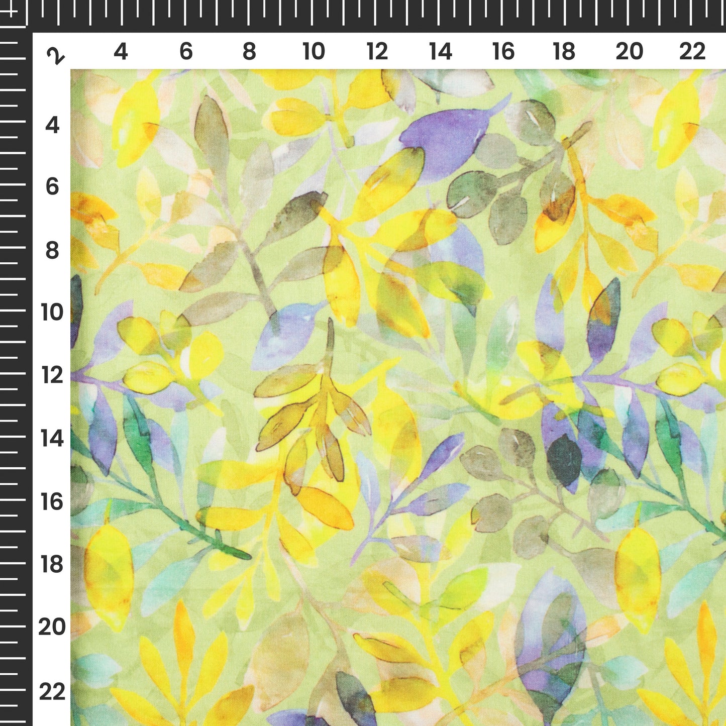 Light Green leaf Digital Print Cotton Cambric Fabric