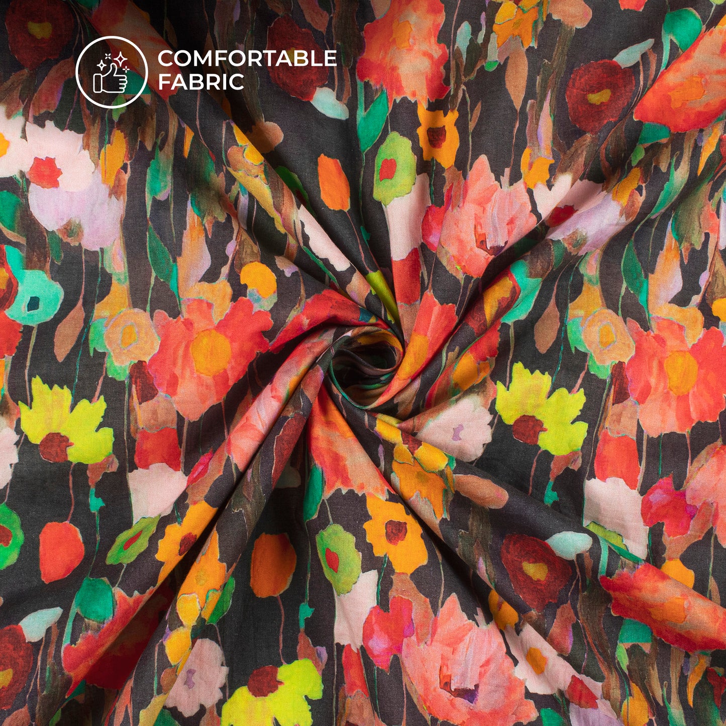 Multi-Color Floral Digital Print Cotton Cambric Fabric