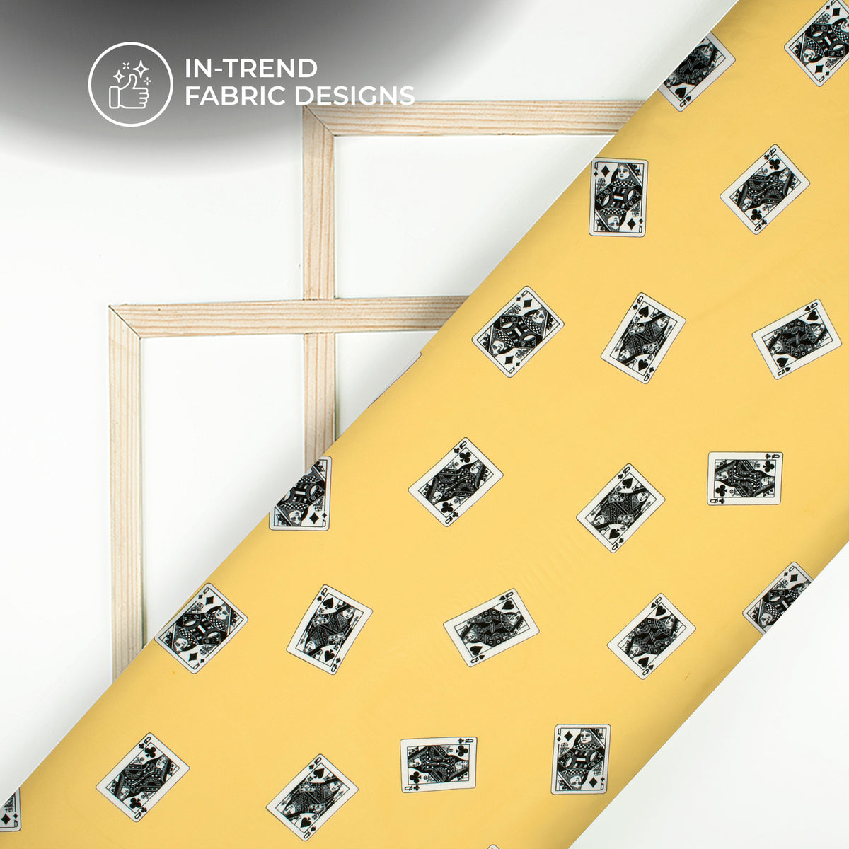 Mustard Yellow Quirky Digital Print BSY Crepe Fabric
