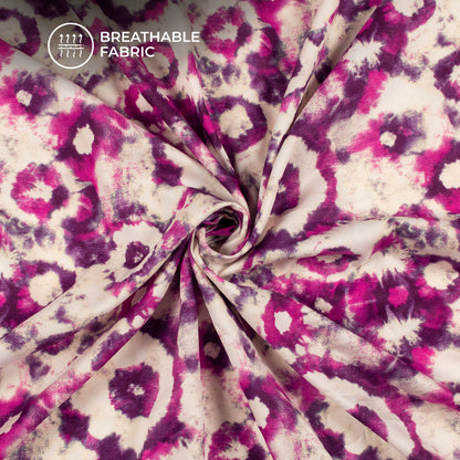 Fuscia Pink Tye And Dye Digital Print Butter Crepe Fabric