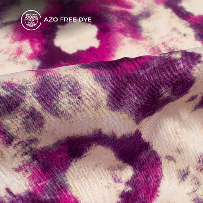 Fuscia Pink Tye And Dye Digital Print Butter Crepe Fabric