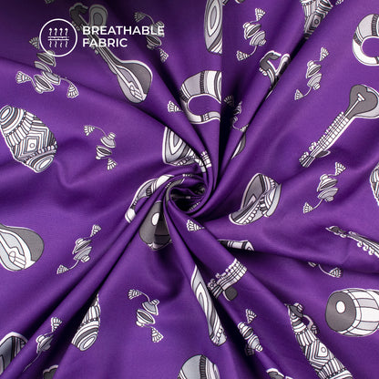 Vilet Purple Quirky Digital Print Butter Crepe Fabric