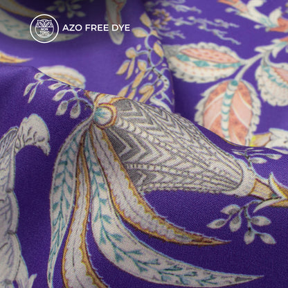 Slate blue Floral Digital Print Butter Crepe Fabric