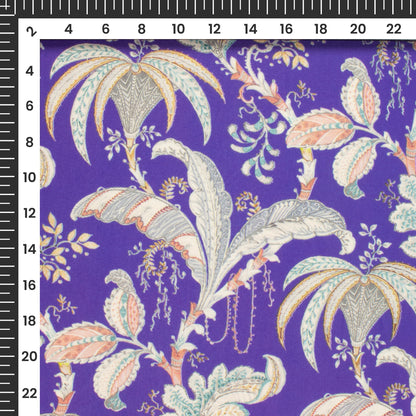 Slate blue Floral Digital Print Butter Crepe Fabric