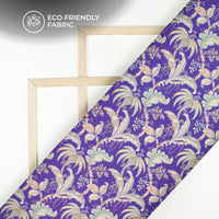 Slate blue Floral Digital Print Butter Crepe Fabric