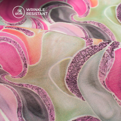 Fuscia Pink Quirky Digital Print Chanderi Fabric