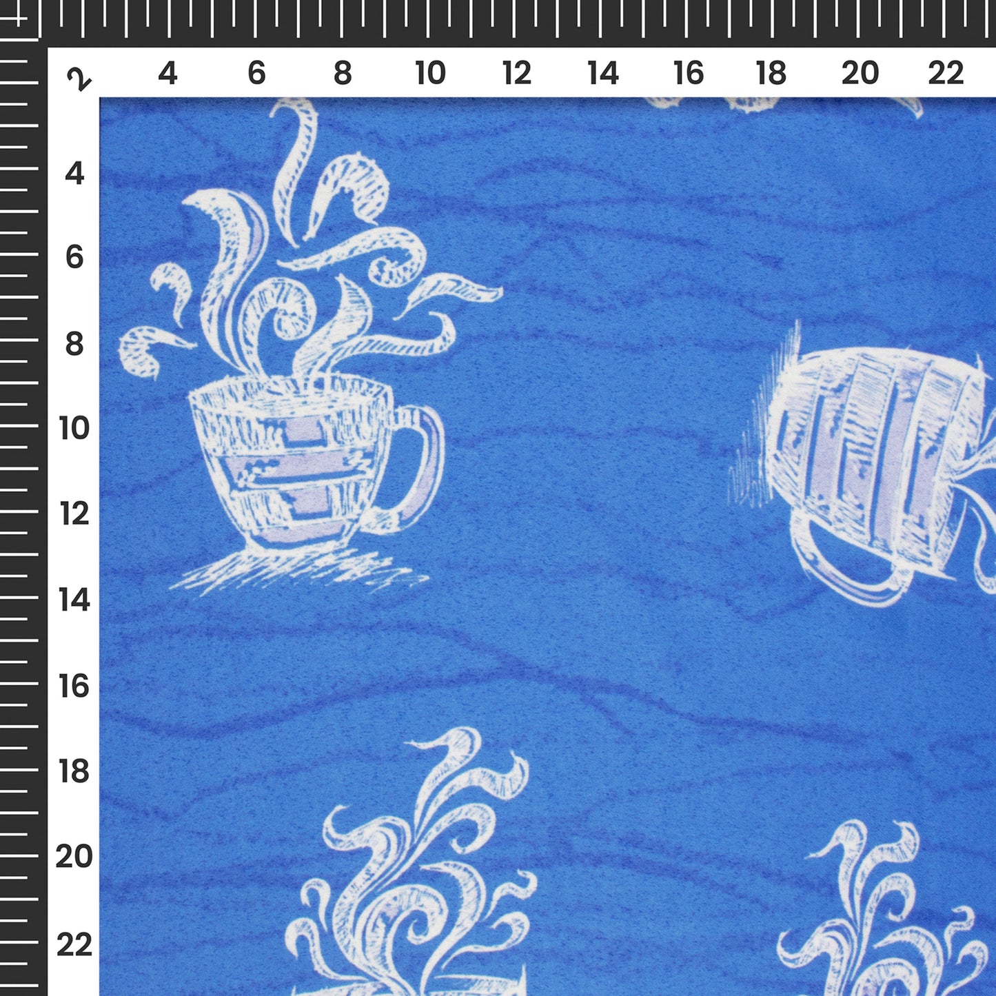 Tufts Blue Quirky Digital Print Charmeuse Satin Fabric (Width 58 Inches)
