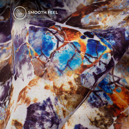 Multi-Color Abstract Digital Print Charmeuse Satin Fabric (Width 58 Inches)