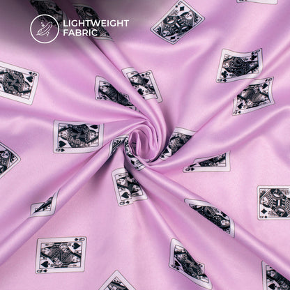 Lavender Purple Quirky Digital Print Charmeuse Satin Fabric (Width 58 Inches)
