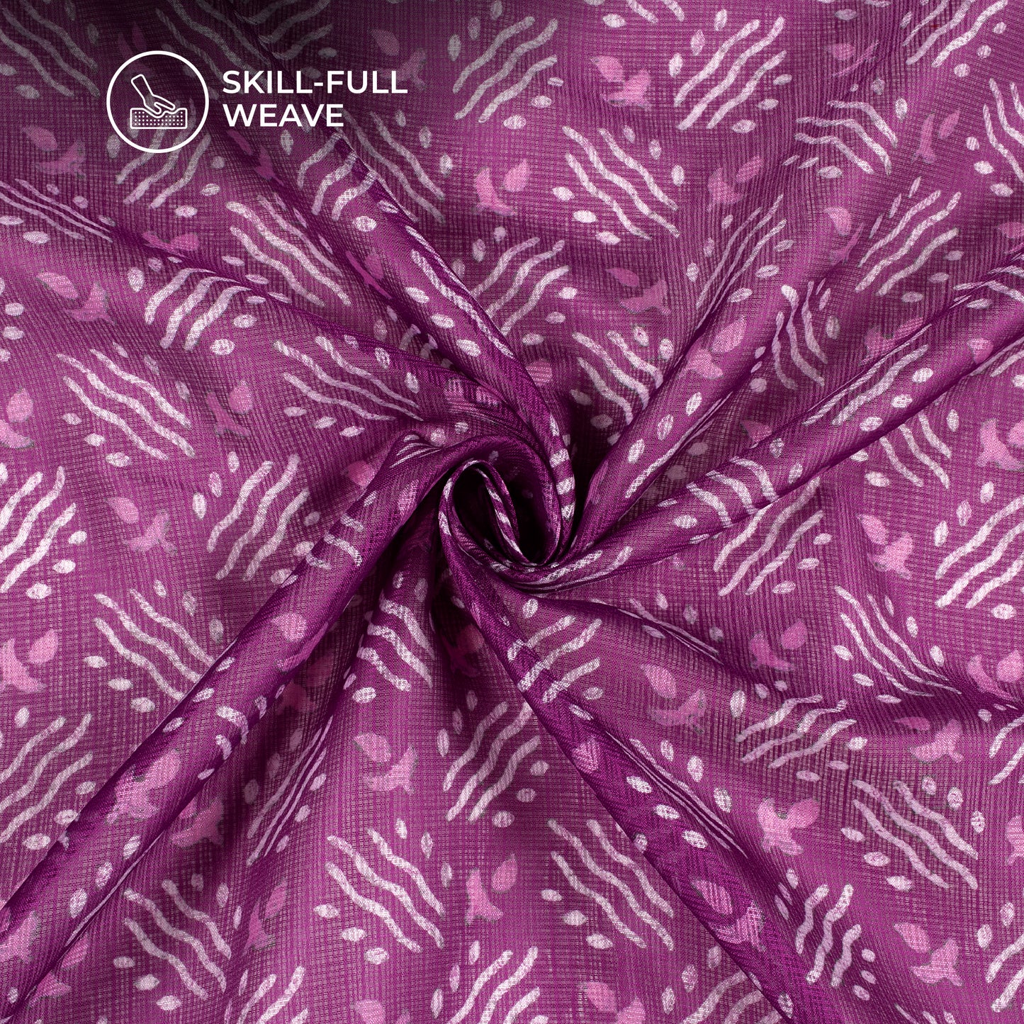 Violet purple Bandhani Digital Print Kota Doria Fabric