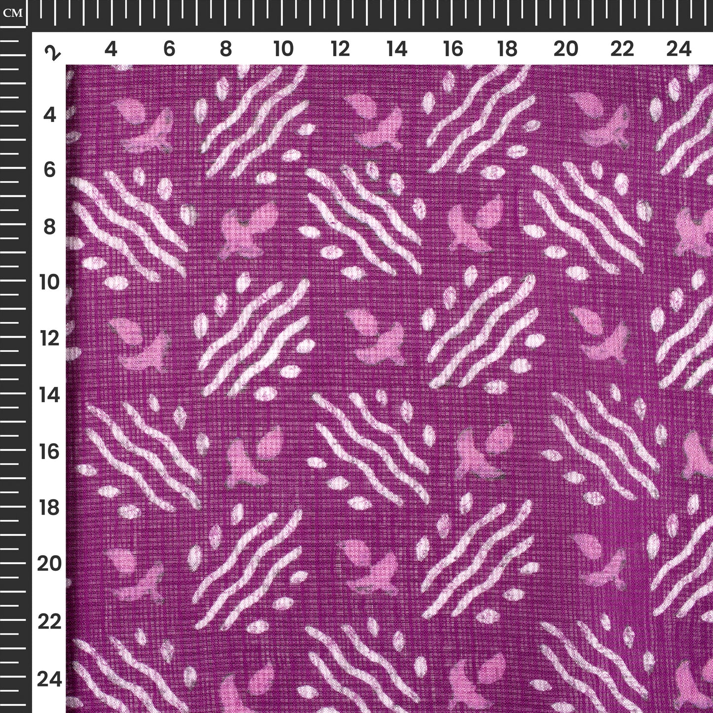 Violet purple Bandhani Digital Print Kota Doria Fabric
