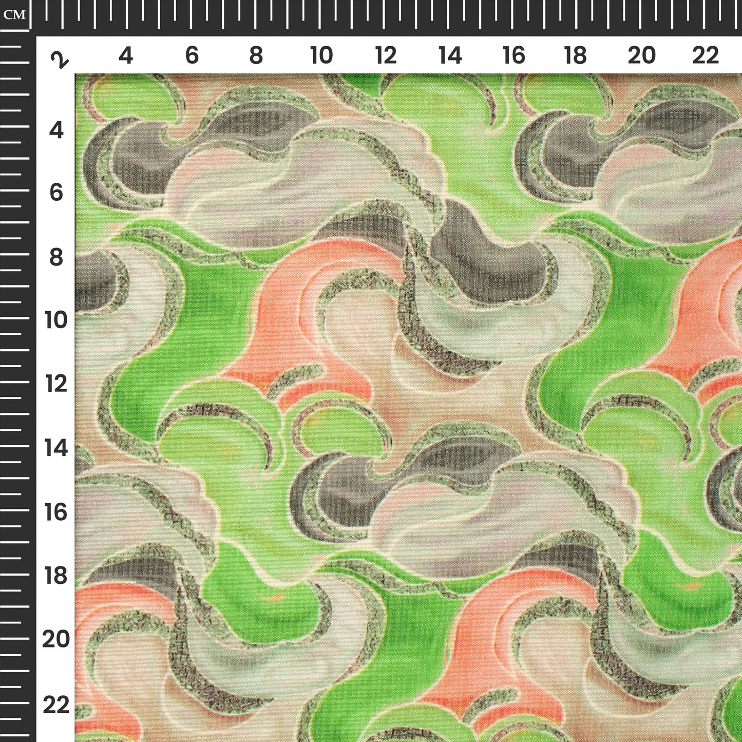 Lime Green Geometrical Digital Print Kota Doria Fabric