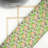 Lime Green Geometrical Digital Print Kota Doria Fabric