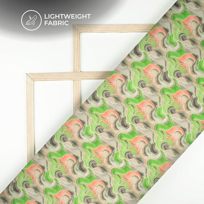 Lime Green Geometrical Digital Print Kota Doria Fabric