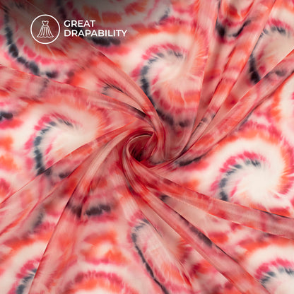Mult-Color Geometrical Digital Print Organza Satin Fabric