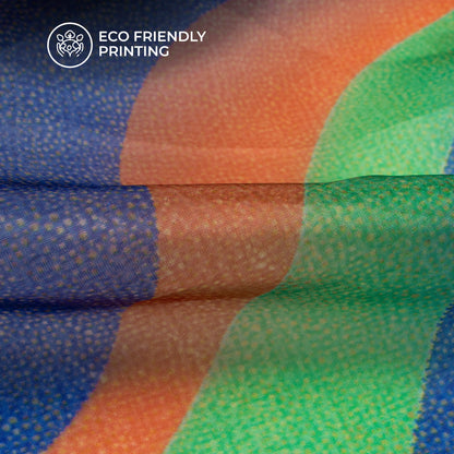 Multi-Color Leheriya Digital Print Organza Satin Fabric