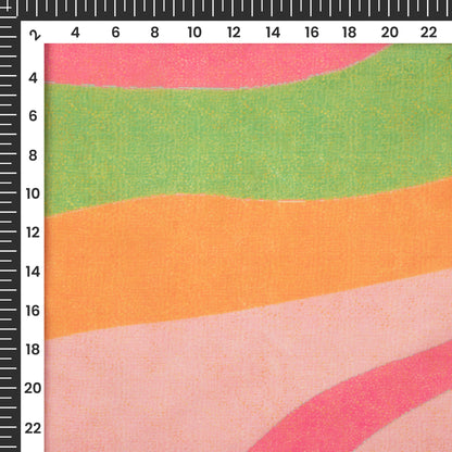 Forest Green Leheriya Digital Print Organza Satin Fabric