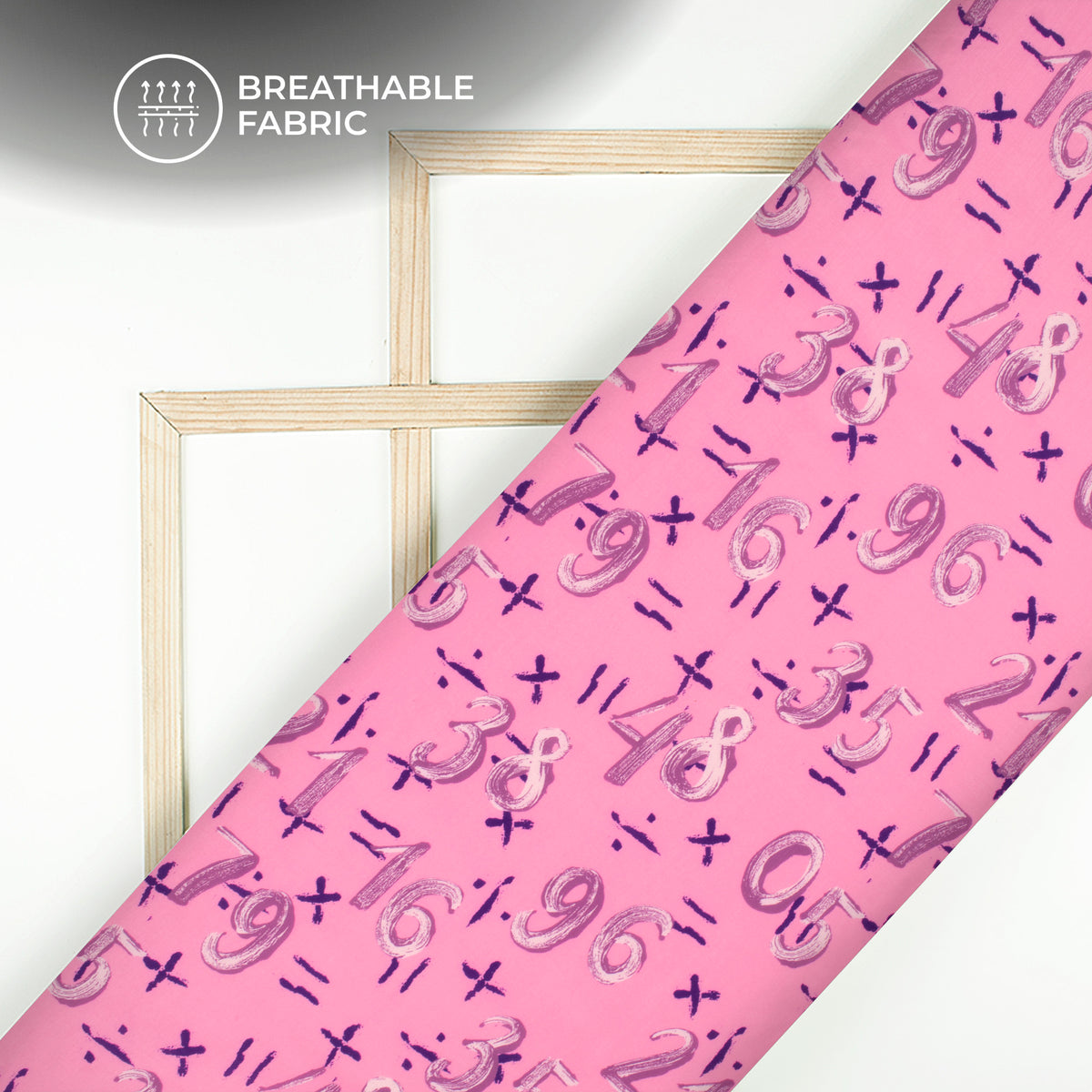 Pink Quirky Pattern Digital Print Muslin Fabric