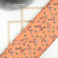 Dark Peach Quirky Pattern Digital Print Muslin Fabric