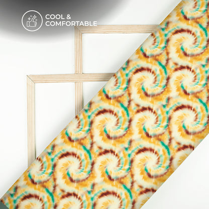 Mustard Yellow Geometrical Digital Print Rayon Fabric
