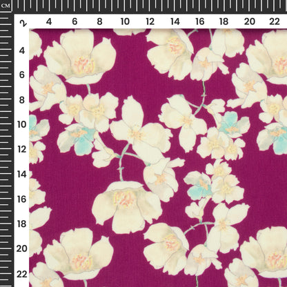 Jam Pulrple Floral Digital Print Rayon Fabric