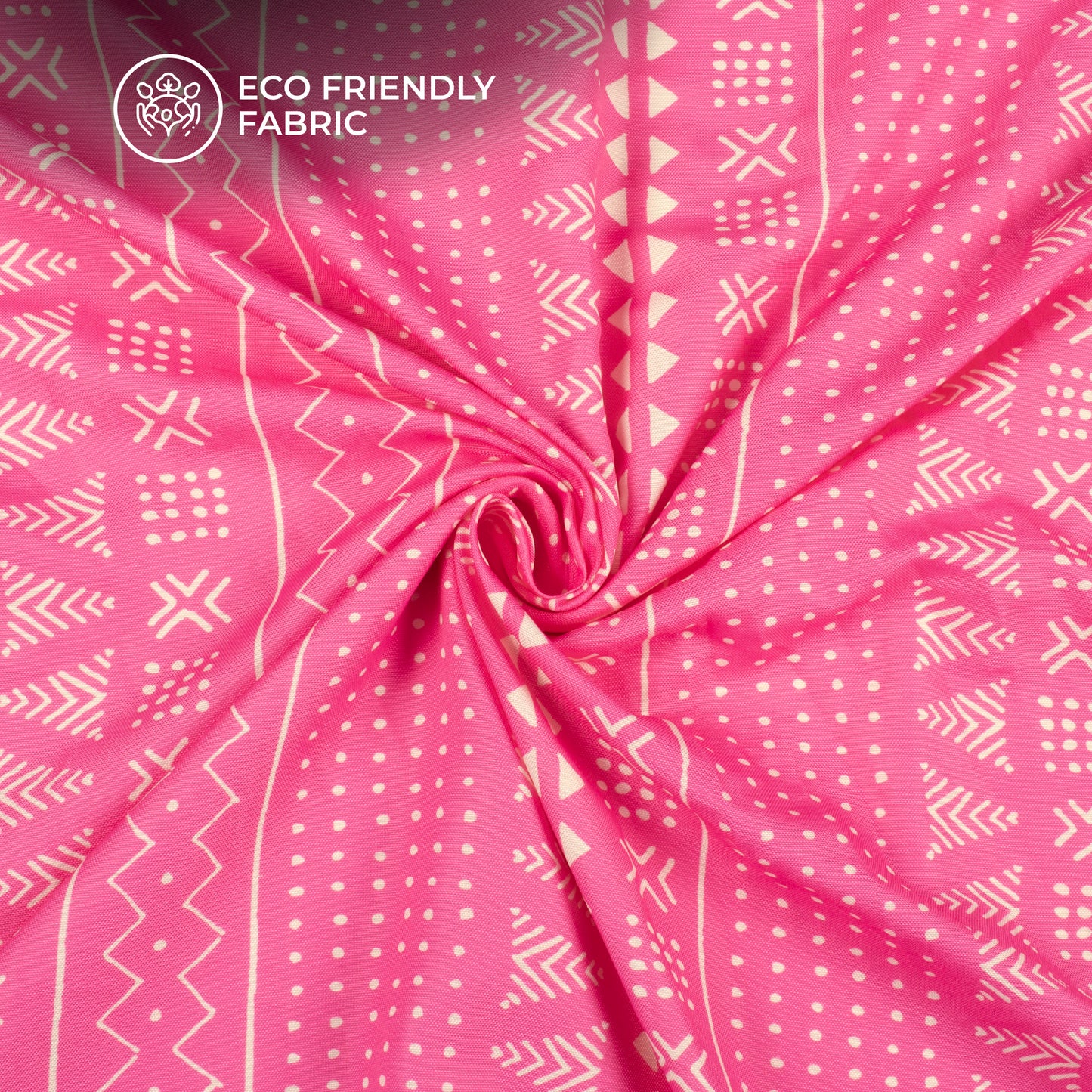Hot Pink Traditional Digital Print Rayon Fabric