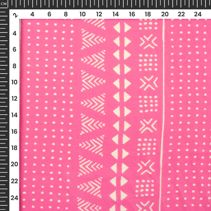 Hot Pink Traditional Digital Print Rayon Fabric