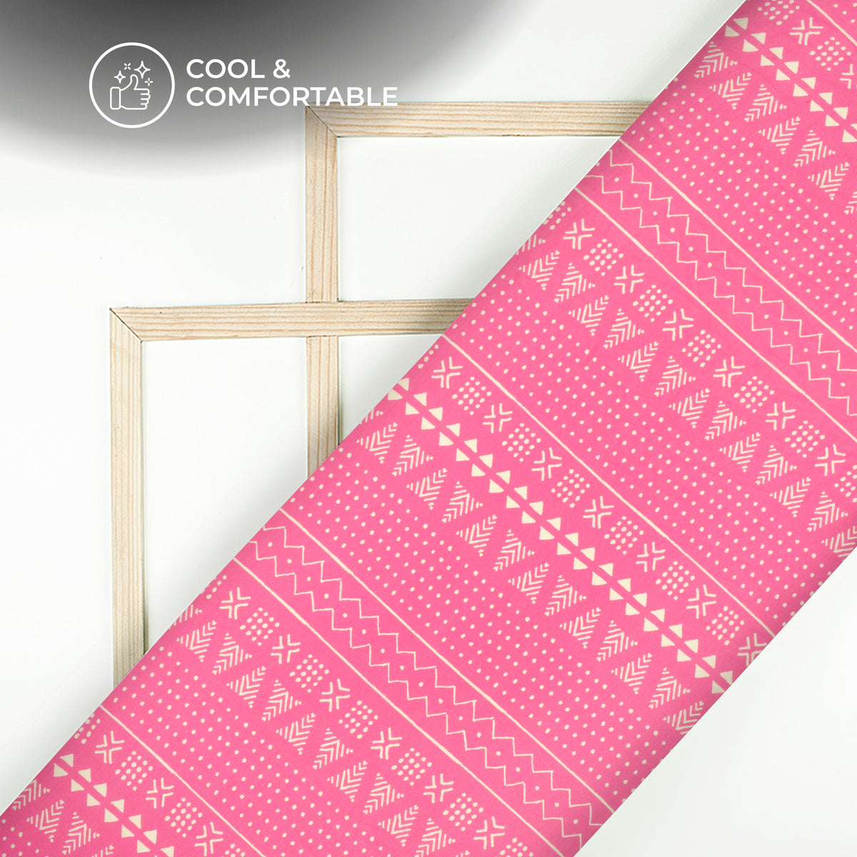 Hot Pink Traditional Digital Print Rayon Fabric