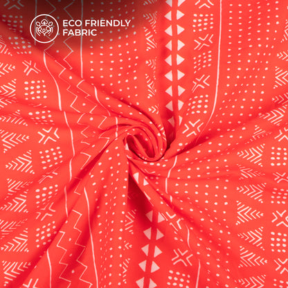 Crimson Red Traditional Digital Print Rayon Fabric