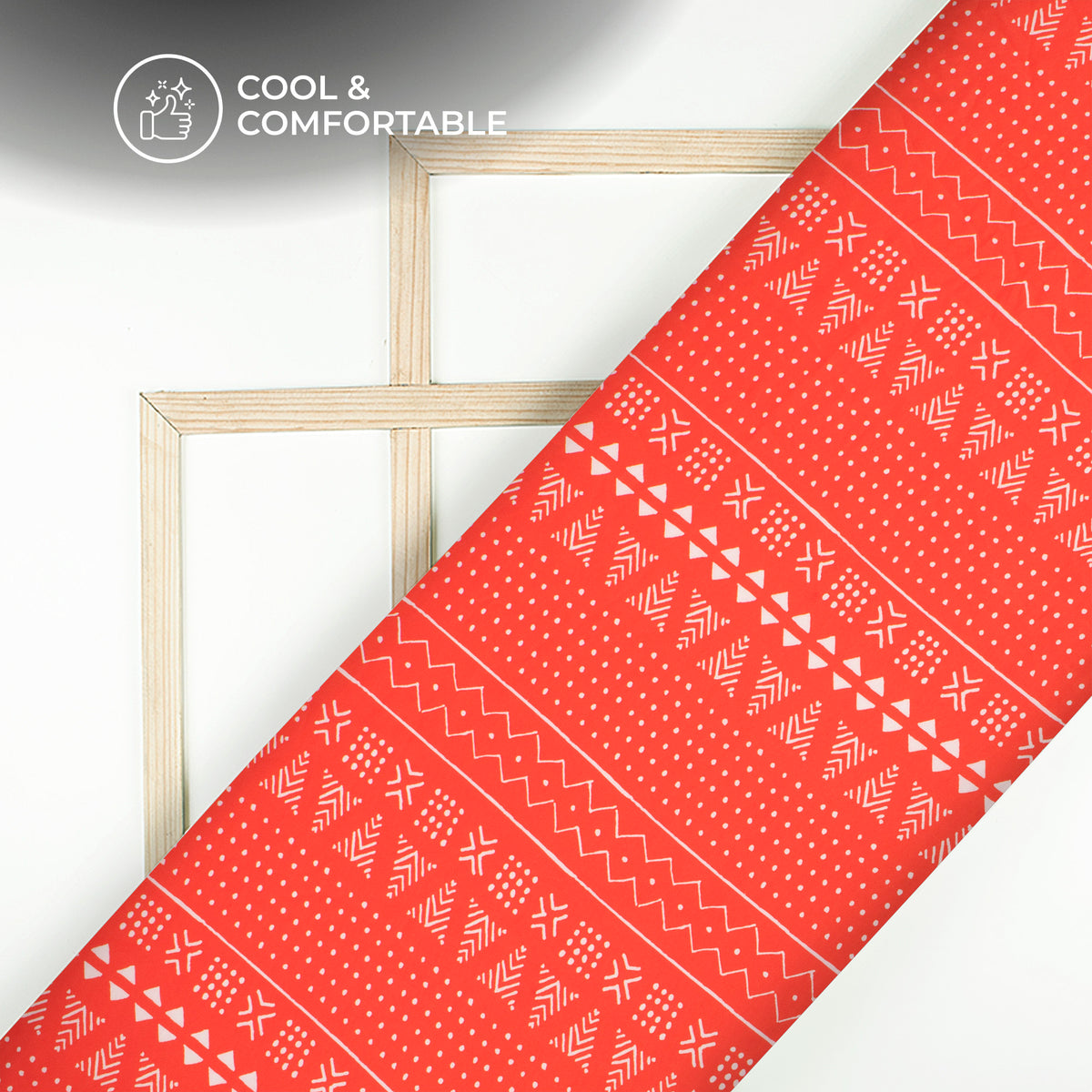 Crimson Red Traditional Digital Print Rayon Fabric