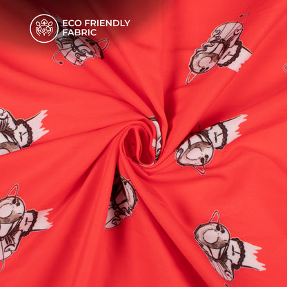 Rose Red Quirky Digital Print Rayon Fabric