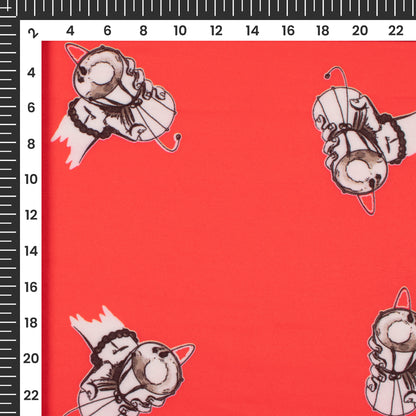 Rose Red Quirky Digital Print Rayon Fabric